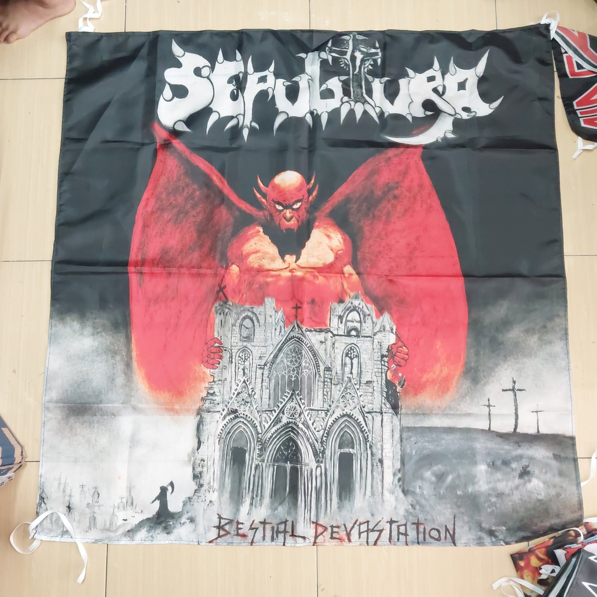 SEPULTURA BESTIAL DEVASTATION TEXTILE POSTER FLAG TAPESTRY A